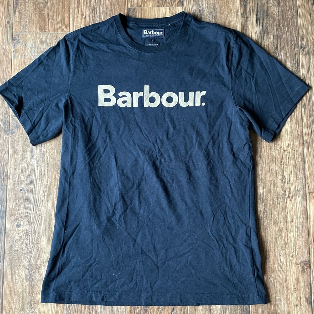 NWOT navy blue Barbour mens tshirt tailored fit size large